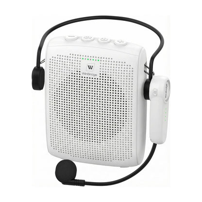 WinBridge Wireless Voice Amplifier -15W Bluetooth Headset Mic, Portable PA System for Teachers, Teacher Microphone for Classroom, 12-15H Battery, Small Presentation Speaker Sound Amplifier WB002 White