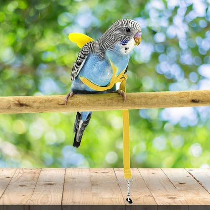 Birds Harness Leash Outdoor Flying Escape-Proof Adjustable Training Design Anti-Bite Bird Rope with Cute Wing for Parrots Scarlet Keck Mini Macaw Love Birds (Yellow)