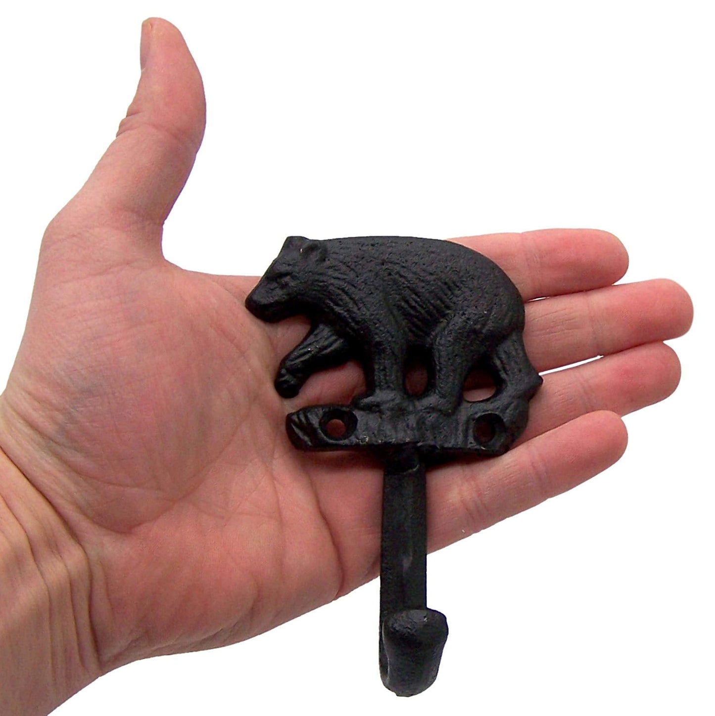 Wowser Rustic Black Bear Cast Iron Wall Hooks, Set of 3, 5 Inches