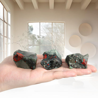 1.1lb Bulk Raw Bloodstone Rough Crystal-Natural Blood Stone Raw Stones Crystal for Tumbling, Cabbing, Fountain Rocks, Decoration,Polishing, Wire Wrapping, Wicca & Reiki Crystal Healing