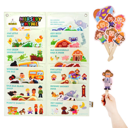 CHEFAN Felt Board Story Sets, Felt Stories for Circle Time, Flannel Board Stories for Preschool, Includes Itsy Bitsy Spider, 5 Little Ducks(10 Stories)