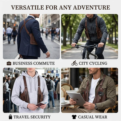 TXVGQMA 1 PC Men Anti Theft Hidden Underarm Shoulder Bag, PU Leather Double Armpit Phone Wallet, Adjustable Security Crossbody Harness Pouch for Travel EDC
