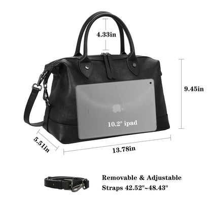 HESHE Genuine Leather Satchel Tote Bags for Women Large Capacity Top Handle Handbag Designer Shoulder Bags Vintage Cross Body Doctor Bag (Black)