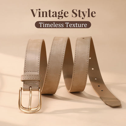 JASGOOD Women Leather Belt for Jeans Vintage Ladies Waist Belt with Gold Buckle for Pants Dress