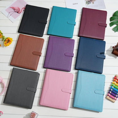 Wonderpool A4 PU Leather Portfolio Holder Ring File Document Case with Removable Binder Clipboard, Multi Pocket and Legal Pad for Business Organizer Interview and Meeting (Gray)