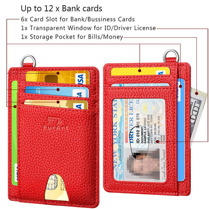 FurArt Slim Minimalist Wallet, Front Pocket Wallets, RFID Blocking, Credit Card Holder for Men-Cerise