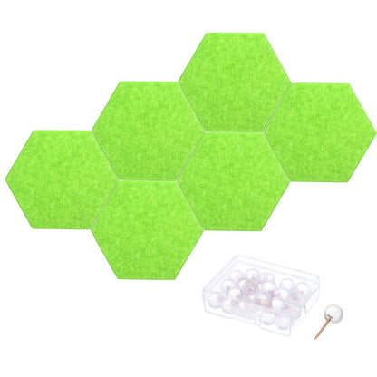 PATIKIL Felt Bulletin Board, 12"x10", 6 Packs Self Adhesive Hexagon Felt Tiles for Sound Proofing Wall Panels for Home Office Recording Studio,Game Room, Green
