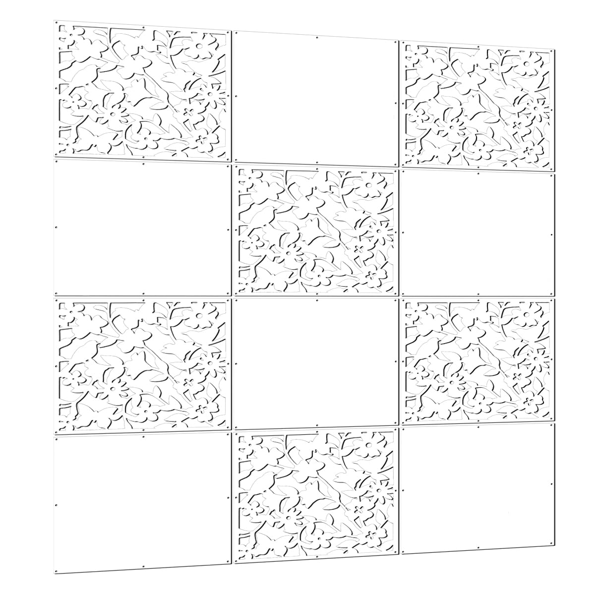 Lchen Hanging Room Divider Panel, 12 Pieces White Screen Panels Solid Board Cut Room Partition Home Decoration(Mixed,15.7"x15.7"x0.03")