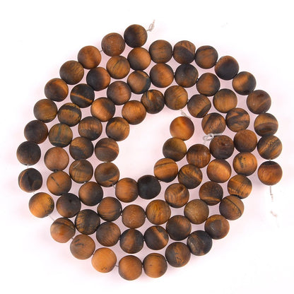 PLTbeads Natural Gemstone Loose Beads Matte Approxi 15.5 inch DIY Bracelet Necklace for Jewelry Making (6mm, Matte Yellow Tiger Eye)