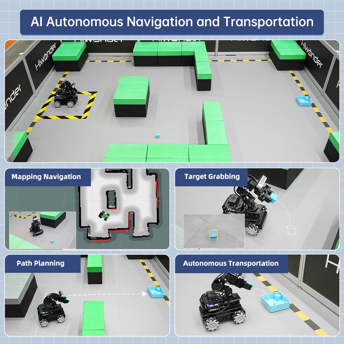 HIWONDER ROS2 Robot Car with ChatGPT Large AI Models, 6DOF Robotic Arm SLAM Mapping Navigation AI Vision Voice Control Scene Understanding ROS Learning, LanderPi Advanced Kit & RaspberryPi 5 8GB