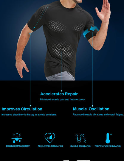 Dalavch 5 Pack Men’s Compression Shirts Short Sleeve Cool Dry Sports Athletic Workout Base Layer Undershirt T-Shirt Tops 2 Black 2 White 1 Blue Large