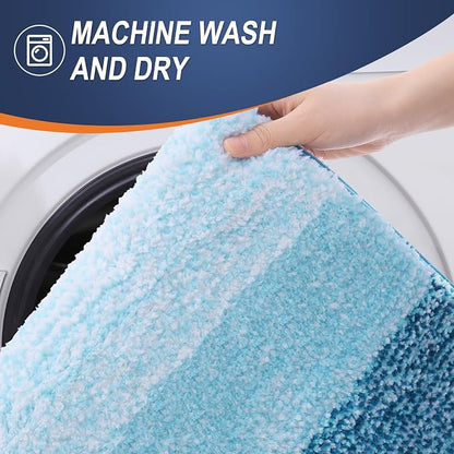 OLANLY Bathroom Runner Rugs Mat 47x17, Extra Soft Absorbent Microfiber Bath Rugs, Rubber Backing, Quick Dry, Washable Long Bath Mats for Bathroom, Tub and Shower, Home Decor Accessories, Peacock Blue