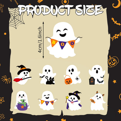 Whaline 160Pcs Halloween Foam Stickers 8 Designs Funny Ghost Self-Adhesive Decals for Home Party DIY Crafts Supplies
