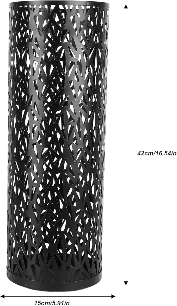 Umbrella Stand Rack for Entryway, Metal Hollowed Freestanding Umbrella Holder, Rain Collection Umbrella Organizer Bin for Can Walking Stick, Home Office Decor, Large