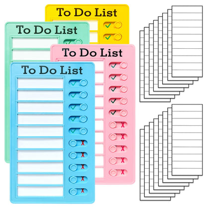4 Pieces Chore Chart for Kids Multiple Kids - Sliding Routine Chart: Reusable to Do List, RV Checklist, Planning Board, Visual Schedule, and Reminder (bluepinkgreenyellow)