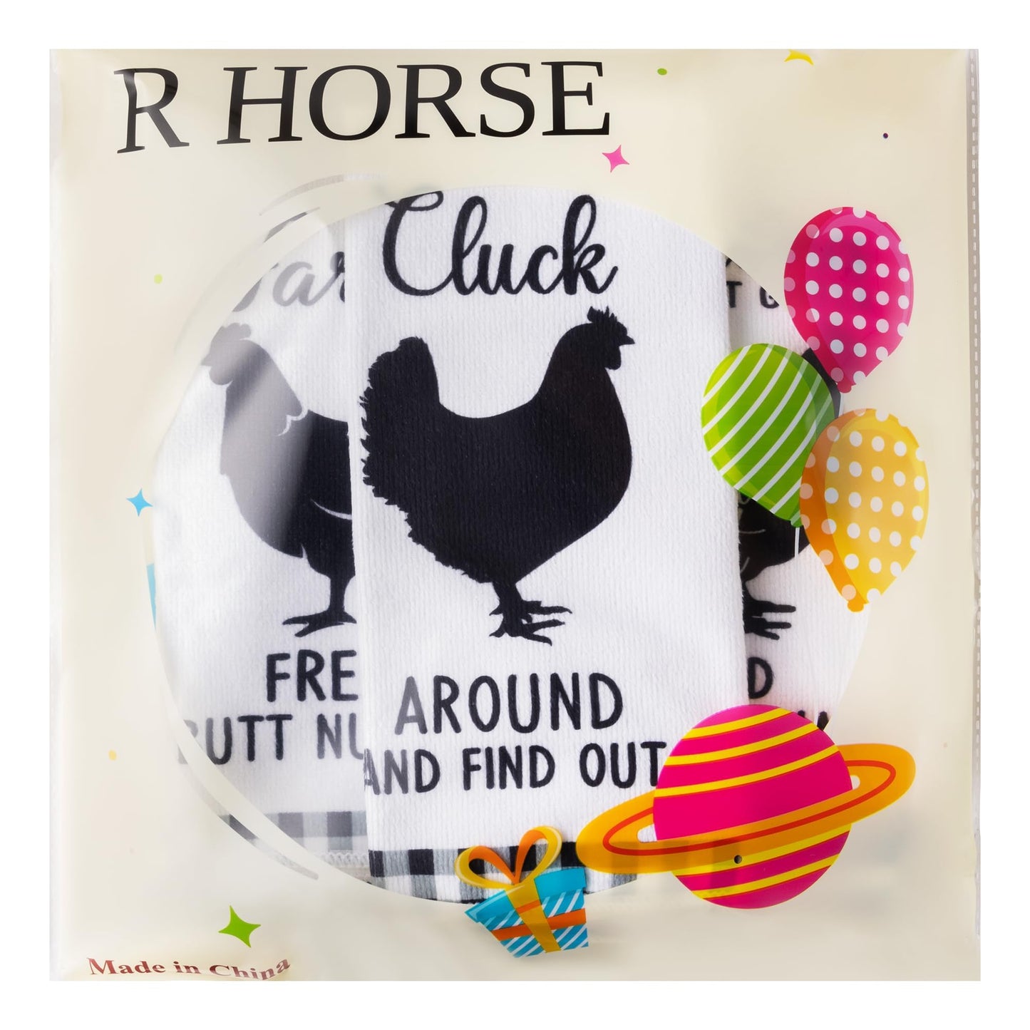 R HORSE 5Pcs Funny Chicken Kitchen Dish Towel Set Absorbent Quick Dry Cloth Dish Tea Towels Reusable Bar Hand Dishcloths Decor for Bathroom Kitchen Home Supplies