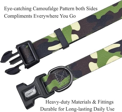 Dog Collar Leash Set, Camouflage Pattern, Polyester Material, Adjustable Collar and 5ft Matching Leash, for Puppy Dogs.(XS, Camo)