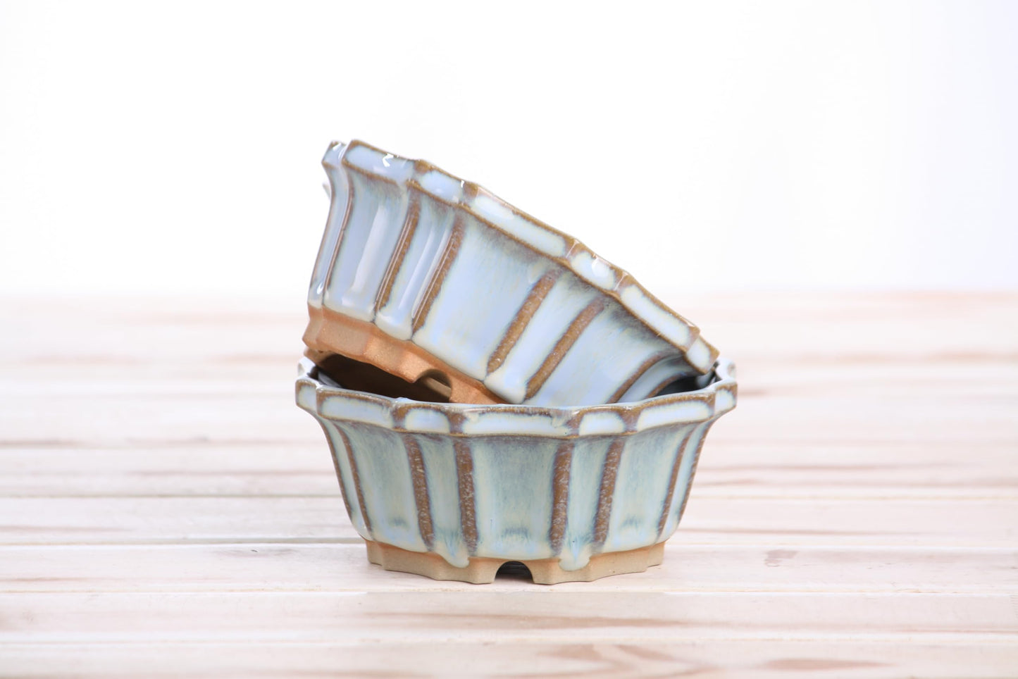 Willow Bonsai Ceramics Flower Design Bonsai Pot 4.5 Inch – Elegant Ceramic Bonsai & Succulent Pot, High‑Fired Frost‑Proof Stoneware with Drainage+Wiring Holes, Handmade USA (Glacier, 4.5inch)