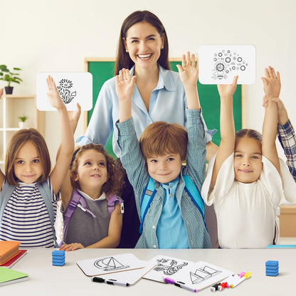 Affrolling 36 Sets Small Whiteboard Dry Erase Boards 5" x7'' Mini Double Sided Dry Erase Lap Boards with Markers Erasers Pen Holders Personal Whiteboards for Students Classroom Teacher