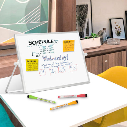AMUSIGHT Dry Erase Magnetic White Board, 16" x 12" Double-Sided Desktop Whiteboard with Stand, Portable Small Whiteboard Set for Drawing, Office, Home