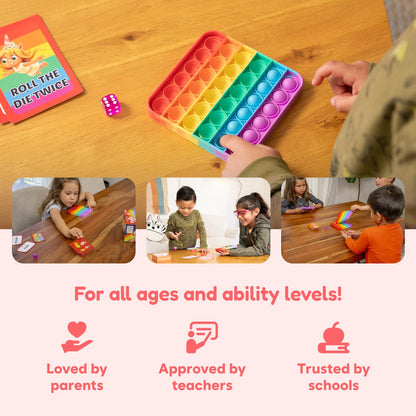 THE FIDGET GAME Sight Words Game - Reading Flashcards and Pop Fidget Toys for Kids K to Second Grade - Learning Activities and Games for High-Frequency Dolch Sight Words - Includes Mats and Dice