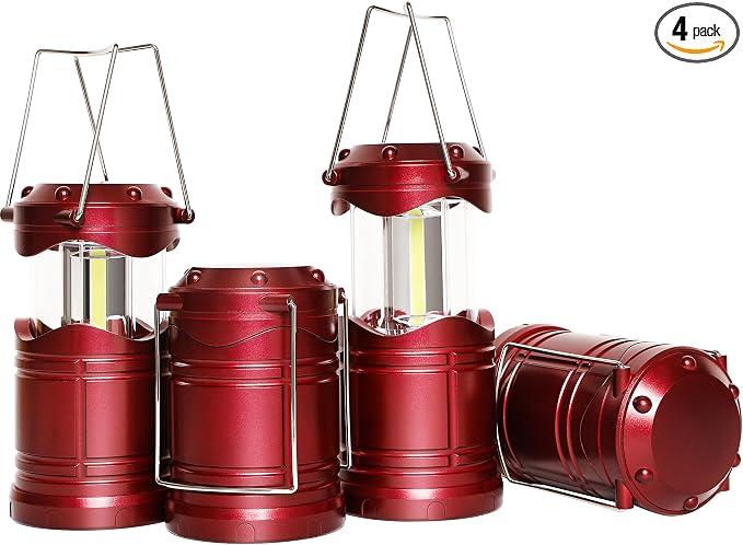 Lichamp LED Camping Lantern, 4 Pack Battery Powered Flashlight for Power Outages, Portable Collapsible Hanging Light Essential for Home, Outdoor, Emergency Lamp Survival Kit Gear for Hurricane,B4BD