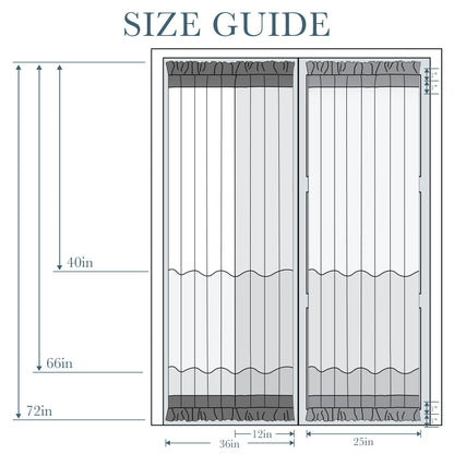 PONY DANCE Grey Back Door Curtains for Door Window, 100% Blackout Dual Rod Pocket Privacy French Curtain for Kitchen, Thermal Insulated Small Window Drapes for Classroom, W25 x L40, 1 Panel