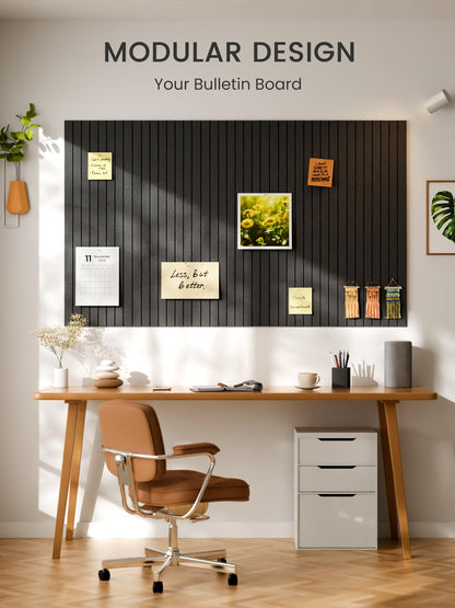 Bumusty Large Cork Board Alternative-48 x 36" Felt Bulletin Board Tiles, with 30 Pushpins, 70 Adhesive Tabs, Fine-Stripe 12-Pack, Cork Boards for Office Push Pin Board Felt Board-Charcoal Gray