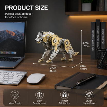 3D Metal Puzzle for Adults,Mechanical Wolf Puzzle Building Set，3D Metal Model Kit, Brain Teaser Puzzles DIY Assembling for Stress Relief - A Collectible Gift for a man (Wolf)