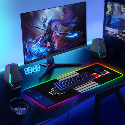 ToLuLu RGB Gaming Wireless Charging Mouse Pad, 5/7.5/10/15W 10 Light Modes LED Mouse Pad Computer Keyboard Mat Mousepad, 800x300x4MM Extended Large Desk Mat for Gaming, MacBook, Laptop, PC, Galaxy