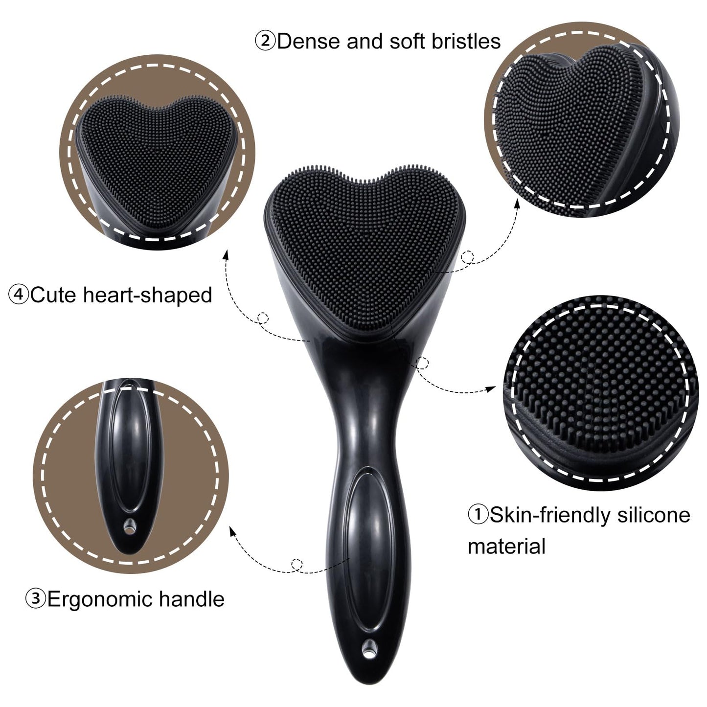 2 Pack Silicone Face Scrubber Exfoliating Brush, Manual Handheld Facial Cleansing Brush Blackhead Scrubber, Soft Bristles Waterproof for Face Skincare (Round-Pink)