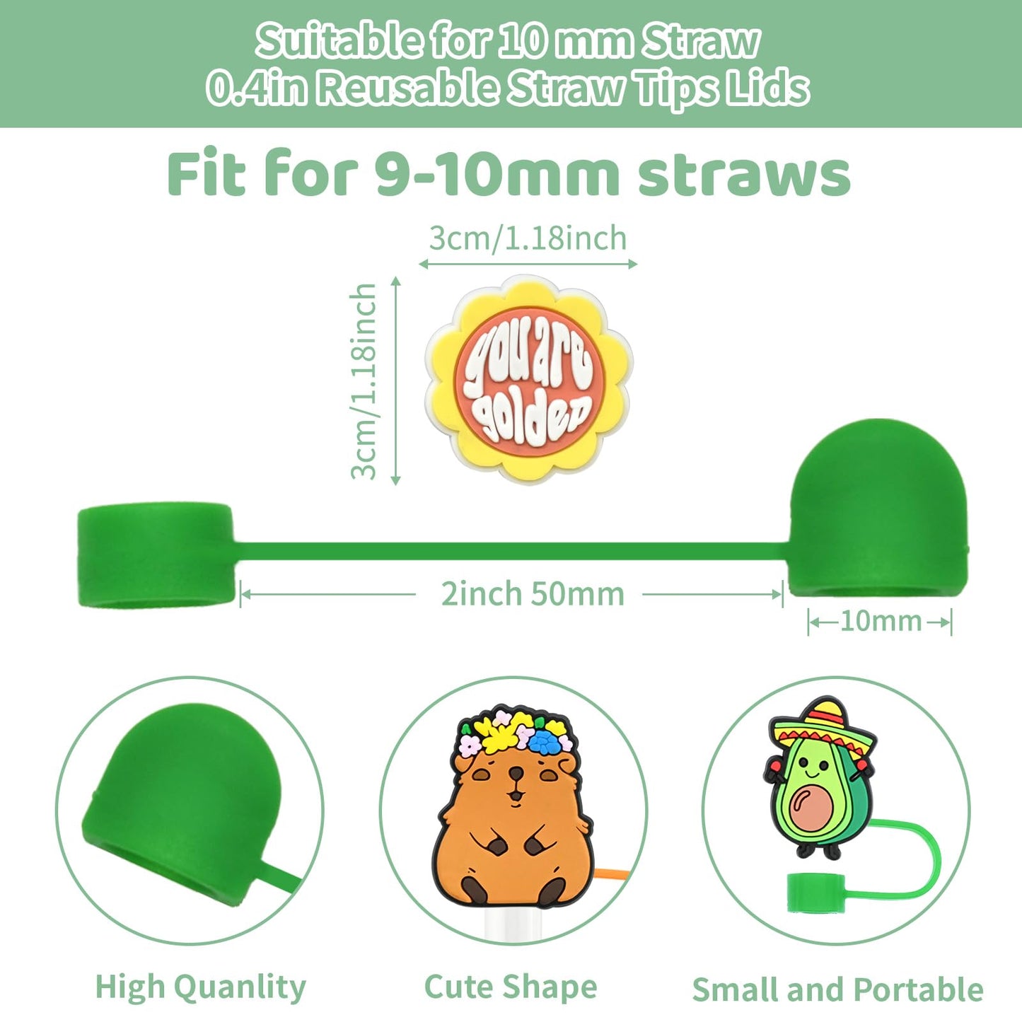 50PCS Straw Toppers for Stanley Cup Random Different Straw Covers Cap for Tumbler Bulk Cute Funny Stanley Cup Accessories fit 0.4in/10mm and 30&40 Oz Stanleys Tumbler Straws Protector for Party gifts