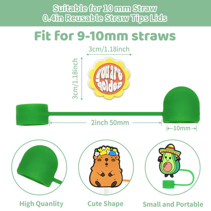 50PCS Straw Toppers for Stanley Cup Random Different Straw Covers Cap for Tumbler Bulk Cute Funny Stanley Cup Accessories fit 0.4in/10mm and 30&40 Oz Stanleys Tumbler Straws Protector for Party gifts
