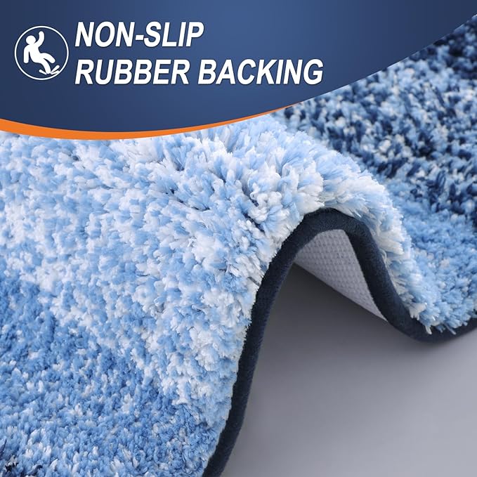 OLANLY Bathroom Runner Rugs Mat 47x20, Extra Soft Absorbent Microfiber Bath Rugs, Rubber Backing, Quick Dry, Washable Long Bath Mats for Bathroom Floor, Tub and Shower, Home Decor Accessories, Navy
