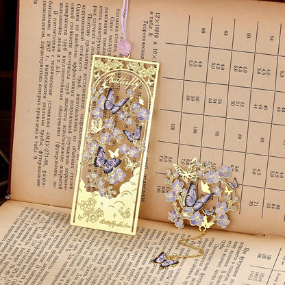 icceemee 2pcs Bookmark Butterfly Flower Theme Pretty Book Marks Set with Bookmarks for Women, Cute Book Markers for Writers, Kids, Teens, Men Readers, Reading Accessories Gifts for Book Lovers