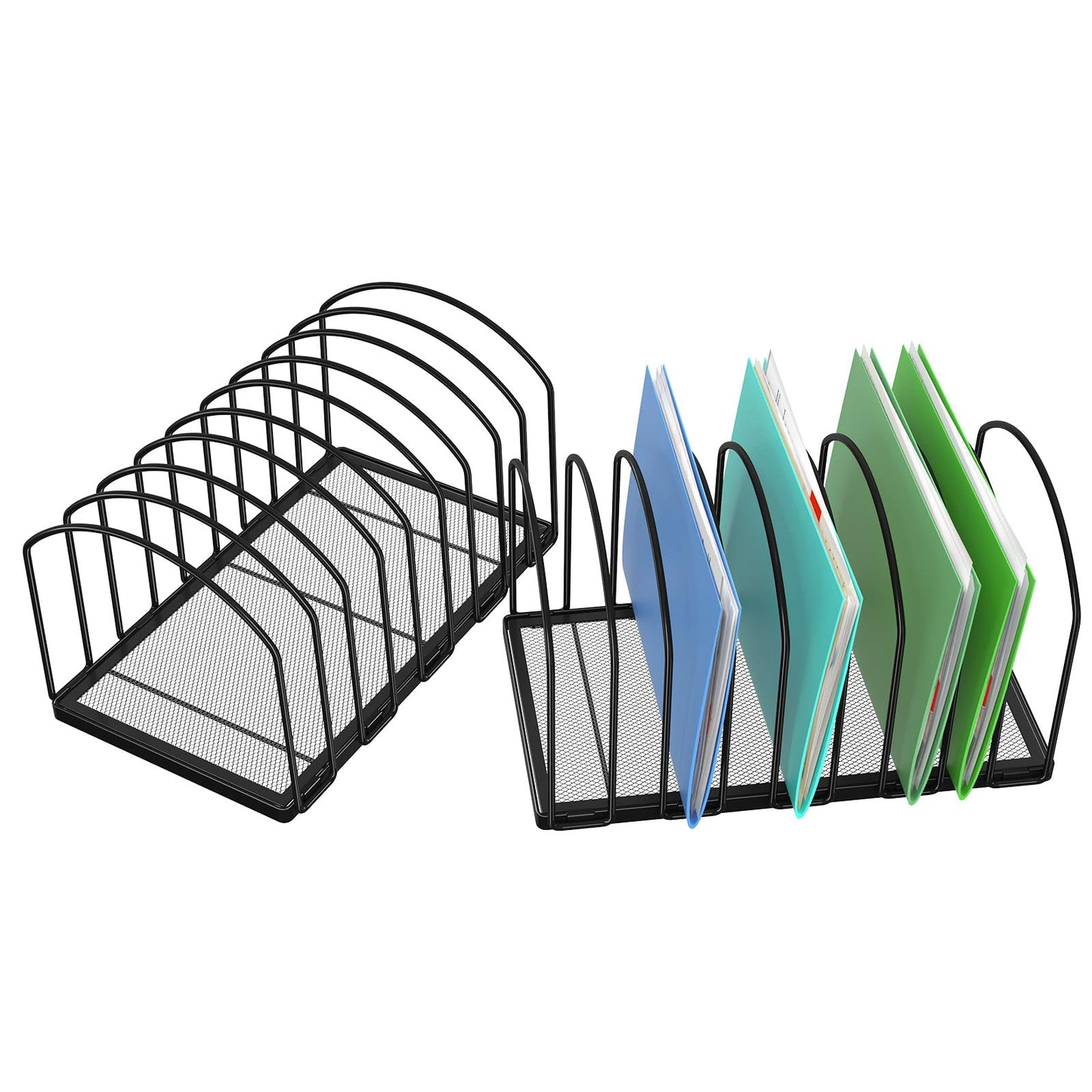 Simple Trending 2 Pack 9 Section Metal File Sorter Organizer for Desk Home Office, Black