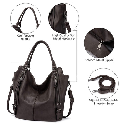 Tote Bag for Women PU Leather Shoulder Bags Fashion Hobo Bags Large Purse and Handbags with Adjustable Shoulder Strap