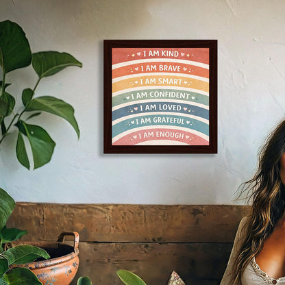 Kids Classroom Wall Art Decor Wooden Framed Sign Positive Affirmations Posters Inspirational Motivational Sign For Educational School Homeschool Nursery 8×8 Inch