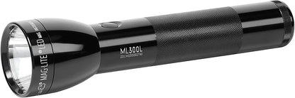 MagLite Battery-Powered LED Flashlight – ML300L 2-Cell D Flashlight with Adjustable Focus, Precise Beam, Long Battery Life, Water-Resistant for Emergency, Outdoor, and Camping