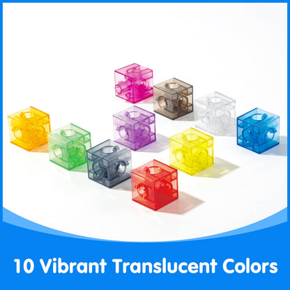 Odoorgames Translucent Math Blocks – 36 Pcs Translucent Pebbles, Rainbow Stones, Light Table Manipulatives, Preschool, Light Table Accessories, Includes 24 Activity Cards