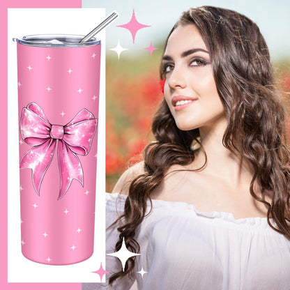 Geiserailie 2 Pack Witch Graduation Gifts for Daughter Pink and Green Stainless Tumblers 20 oz Bow Movie Steel Cups with Lids for Witch Fans Accessory for Women Friend Birthday Party Favor