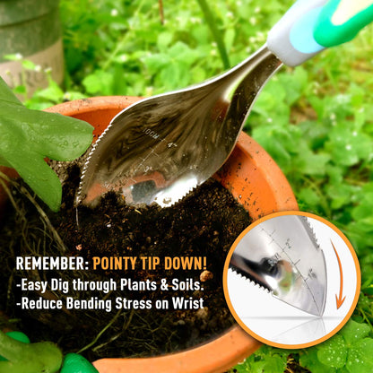 Jardineer 2Pack Garden Trowel, Stainless Steel Hand Shovel with Ergonomic Handle, Multi-Use Soil Scoops for Digging, Planting, Transplanting, Cultivating(Blue)