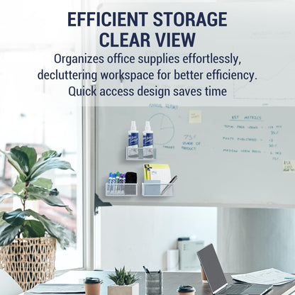 MyGift White Wire Mesh Magnetic Storage Baskets, Whiteboard Accessories, Classroom and Office Supply Organizer, Set of 3
