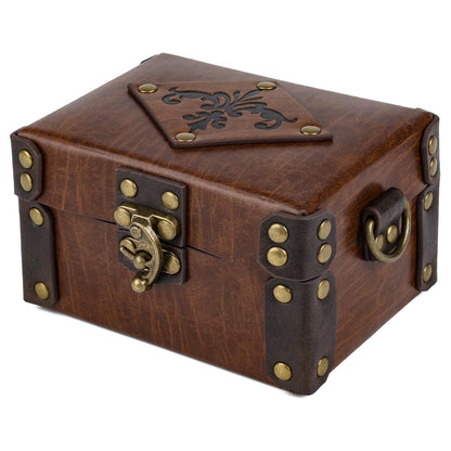 HiiFeuer Medieval Faux Leather Alchemy Box with 12 Cork Potion Vials, Fantasy Portable Crossbody Bag Jewelry Dnd Dice Holder (Brown A)