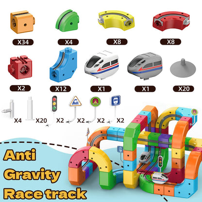 Electric Magnetic Train Track Sets,Building Toy Train Track，Magic Cars Sets,Gravity Defying 3D Embedded Layouts & Motorized Car,for 3-7 Years Old Toddler Boys and Girls Birthday (123PCS-Two Cars)