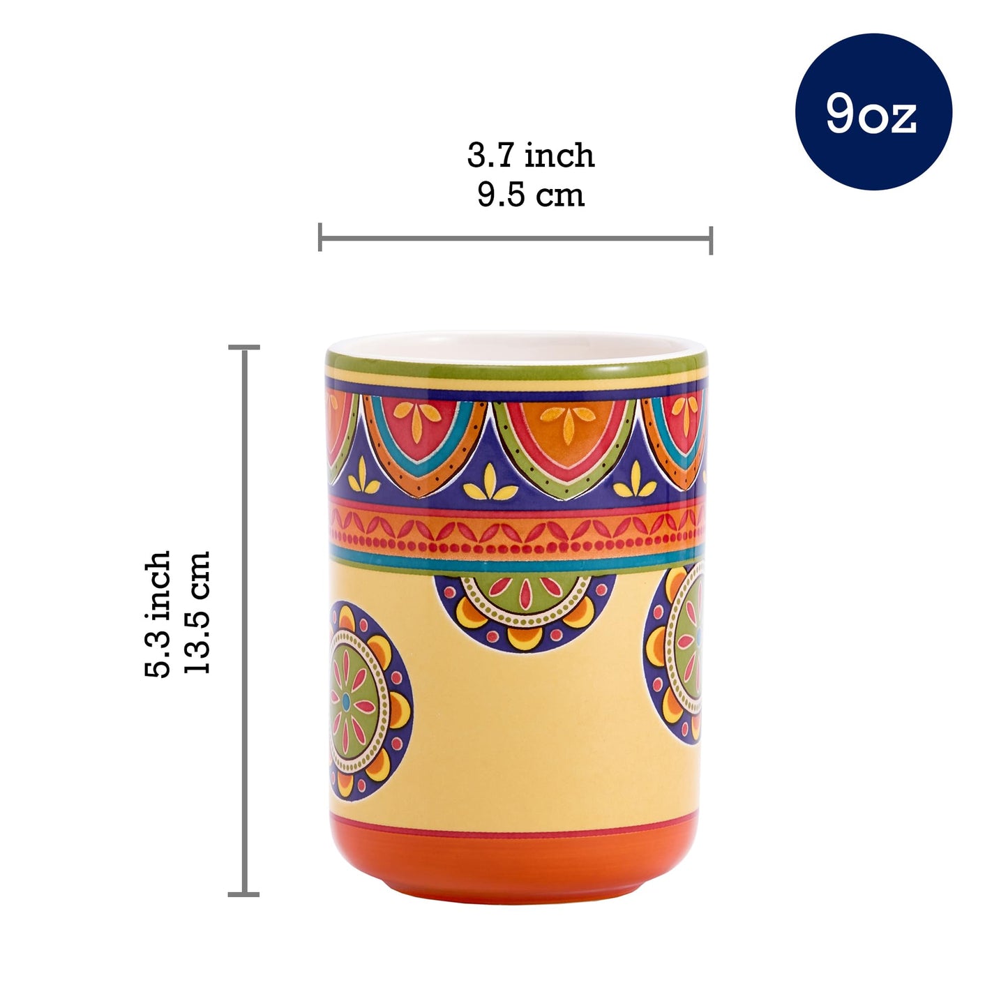 Bico Tunisian Ceramic Utensil Holder Set of 2 for Kitchen Counter, 7"+5" Large Cooking Utensil Crock Organizer, Lead & Cadmium Free, Dishwasher Safe, Decorative Kitchen Décor