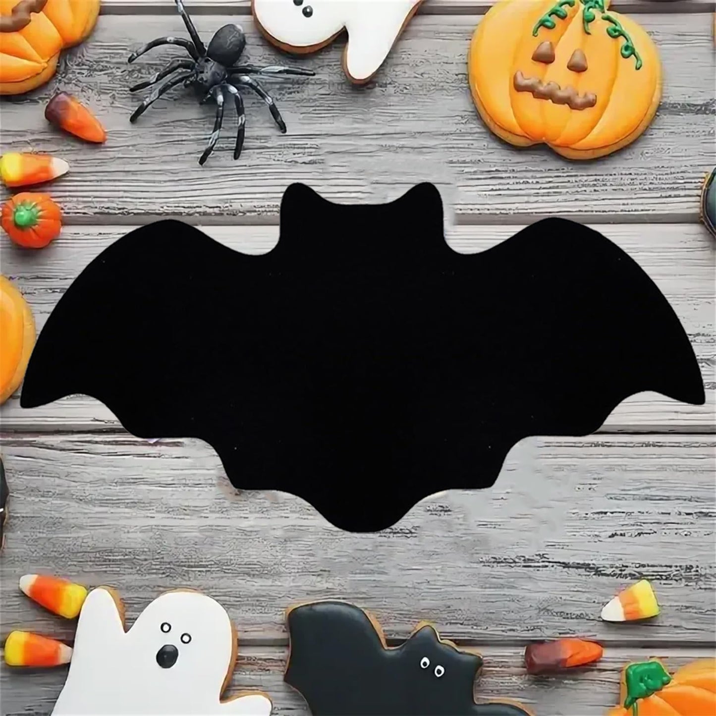 8 pcs Halloween Bat Placemats Set Black Non Slip Felt Placemats for Halloween Party Dining Table Decorative