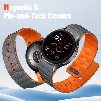 Bandletic 20mm No Gap Magnetic Band for Men Compatible with Samsung Galaxy Watch 7 6 5 4 FE 40mm 44mm/for Galaxy Watch 6 4 Classic 43mm 47mm 42mm 46mm/Watch 5 Pro 45mm,Spacegray-Orange