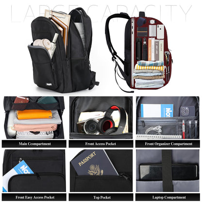 Backpack for Women Men, School Backpack for Boys Girls Teens, 17.3 Inch Laptop Backpack with Reinforced Straps, College Middle High School Bookbag, Water Resistent Business Mochila para hombre, Black