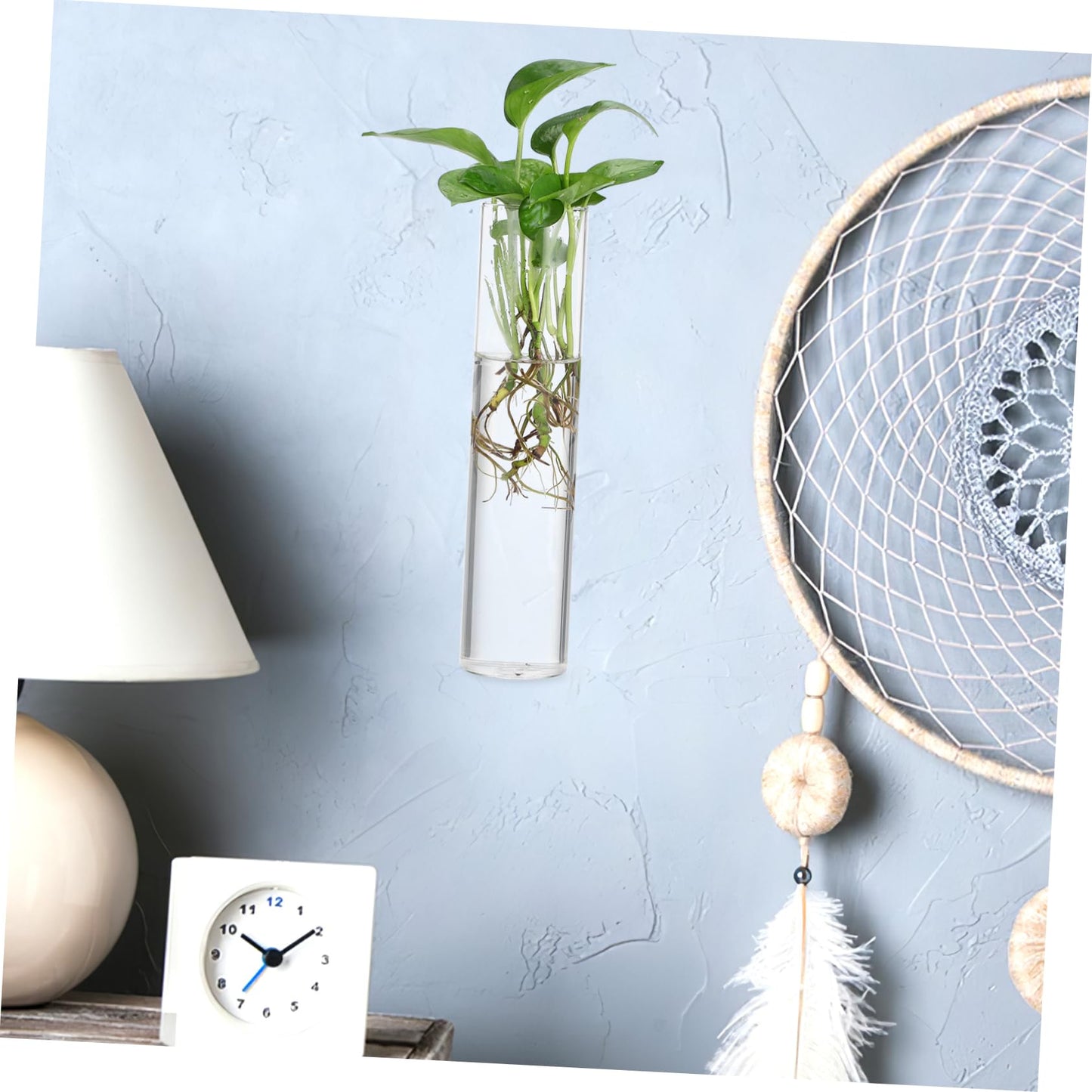 iplusmile 2pcs Hanging Wall Planters Glass Vases for Indoor Plants Cylindrical Propagation Stations Clear Terrarium Holders Home Office Decor